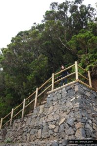 Escalera al final del sendero que nos baja al mirador de Cabezo del Tejo