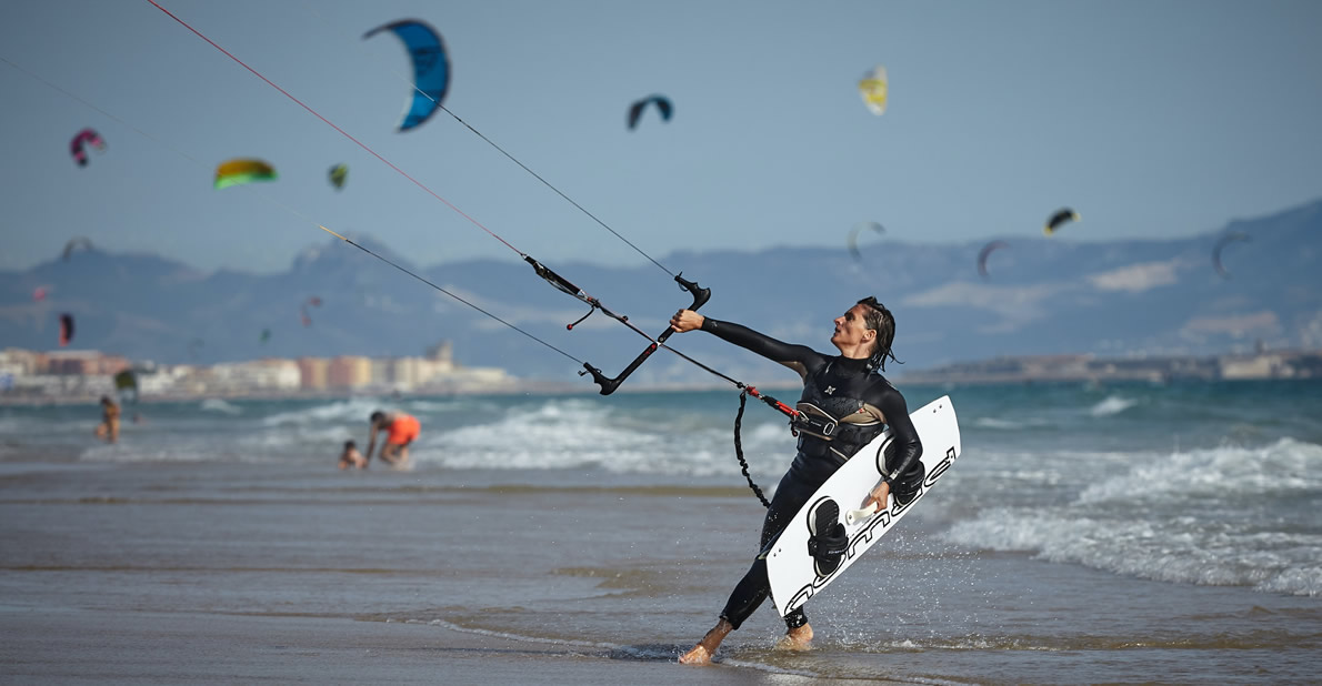 Practicando kite surf